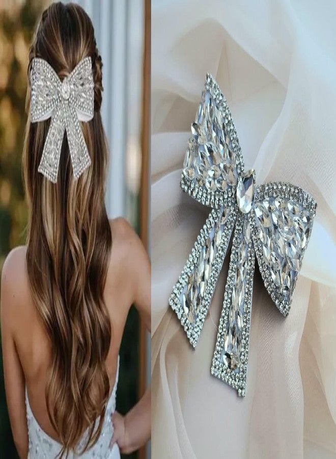 مشابك شعر من RHOSYN HAIR ACCESSORIES للنساء والفتيات | مشبك شعر مرصع بأحجار الكريستال | مشبك شعر على شكل فيونكة | مشابك شعر أنيقة بتصميمات مميزة | مشابك شعر أنيقة للنساء | لون فضي - Image 2