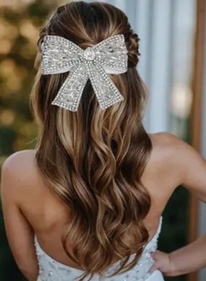 مشابك شعر من RHOSYN HAIR ACCESSORIES للنساء والفتيات | مشبك شعر مرصع بأحجار الكريستال | مشبك شعر على شكل فيونكة | مشابك شعر أنيقة بتصميمات مميزة | مشابك شعر أنيقة للنساء | لون فضي - Image 3