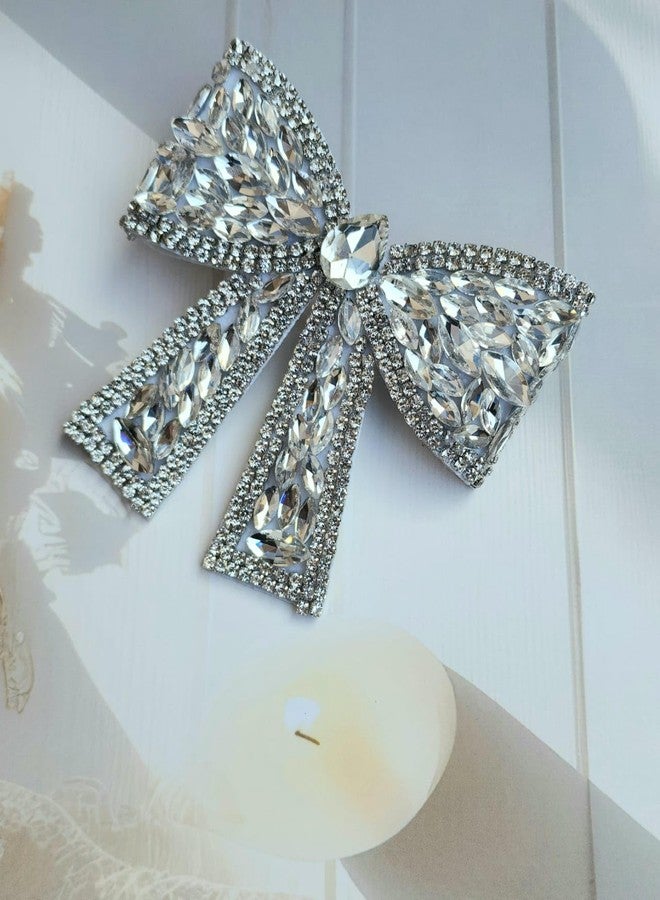 مشابك شعر من RHOSYN HAIR ACCESSORIES للنساء والفتيات | مشبك شعر مرصع بأحجار الكريستال | مشبك شعر على شكل فيونكة | مشابك شعر أنيقة بتصميمات مميزة | مشابك شعر أنيقة للنساء | لون فضي - Image 4