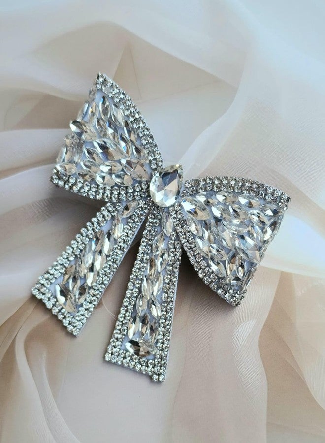 مشابك شعر من RHOSYN HAIR ACCESSORIES للنساء والفتيات | مشبك شعر مرصع بأحجار الكريستال | مشبك شعر على شكل فيونكة | مشابك شعر أنيقة بتصميمات مميزة | مشابك شعر أنيقة للنساء | لون فضي - Image 5