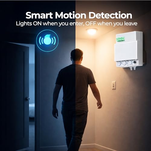SENSILUX Microwave Motion Sensor Switch 180/360 Degree Radar Sensor, Adjustable Distance & Delay, Auto On Off Light Controller for LED Lights, Energy Saving Occupancy Sensor for Home Office - Image 3