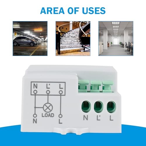 SENSILUX Microwave Motion Sensor Switch 180/360 Degree Radar Sensor, Adjustable Distance & Delay, Auto On Off Light Controller for LED Lights, Energy Saving Occupancy Sensor for Home Office - Image 4