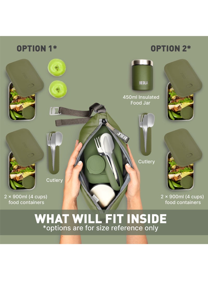 BEOLA Reusable Insulated Lunch Bag for Men and Women - 6.5L, Forest Green  - Image 4