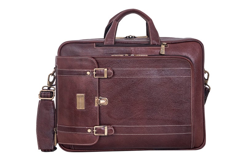 BRAND LEATHER Genuine Leather Convertible Backpack 16 Inch Laptop Messenger Bag Multi-Functional Business Briefcase for Men & Women (BROWN) - Image 1