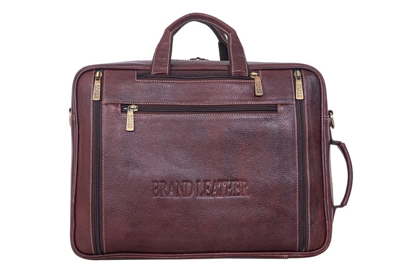 BRAND LEATHER Genuine Leather Convertible Backpack 16 Inch Laptop Messenger Bag Multi-Functional Business Briefcase for Men & Women (BROWN) - Image 2