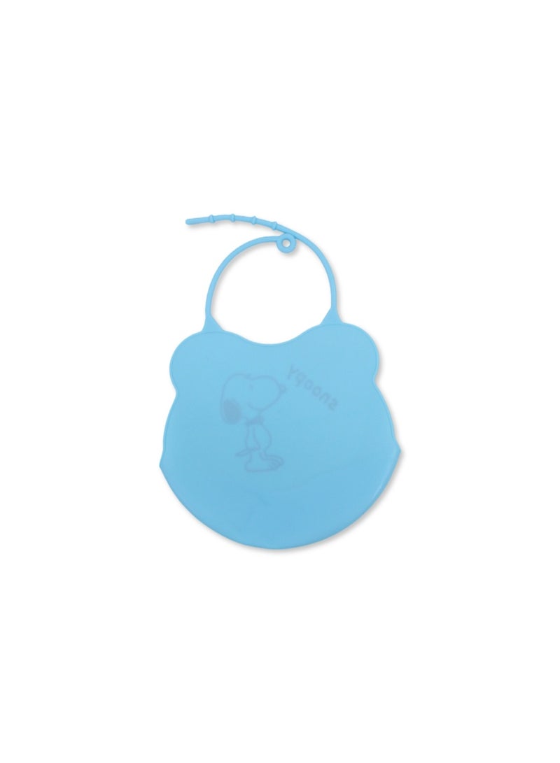 La Frutta Silicone Baby Bib with Pocket – Aqua with Snoopy Print - Image 2