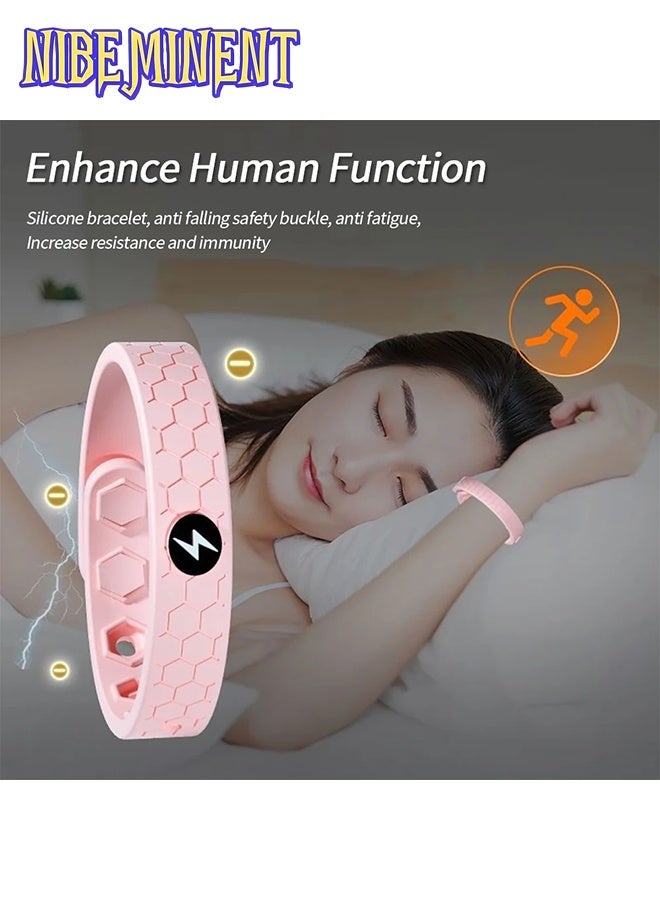 NIBEMINENT Anti-Static Wristband, Couple bracelets Football Texture Anti-Static Wristband, Negative Ion Silicone Outdoor Sports Energy Bracelet To Improve Sleep And Remove Static Electricity Wristband (Lightning Pattern, Black/Pink/Blue/Yellow) - Image 4