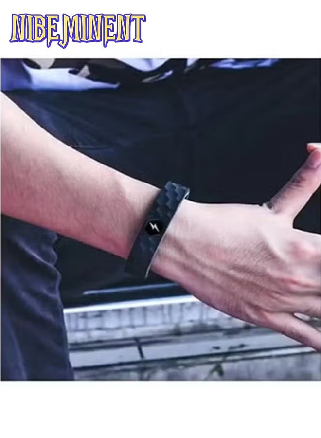 NIBEMINENT Anti-Static Wristband, Couple bracelets Football Texture Anti-Static Wristband, Negative Ion Silicone Outdoor Sports Energy Bracelet To Improve Sleep And Remove Static Electricity Wristband (Lightning Pattern, Black/Pink/Blue/Yellow) - Image 5