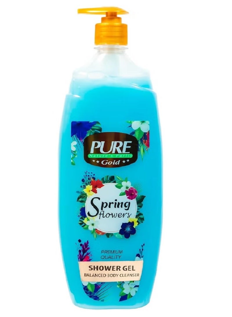PURE Shower Gel Balanced Body Cleanser With Spring Flowers 1000 g - Image 1