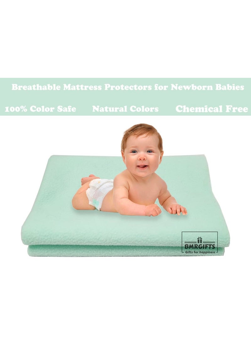 BMRGIFTS BMRGIFTS Cotton Extra Absorbent Waterproof Quick Dry Sheet for Baby Washable Bed Mattress Protector Sheet for Toddler Children Pack of 3 Large Size 100x140 cm Sea Green Royal Blue Sky Blue  - Image 2