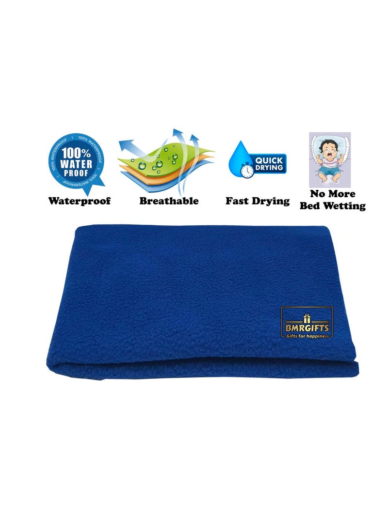 BMRGIFTS BMRGIFTS Cotton Extra Absorbent Waterproof Quick Dry Sheet for Baby Washable Bed Mattress Protector Sheet for Toddler Children Pack of 3 Large Size 100x140 cm Sea Green Royal Blue Sky Blue  - Image 4