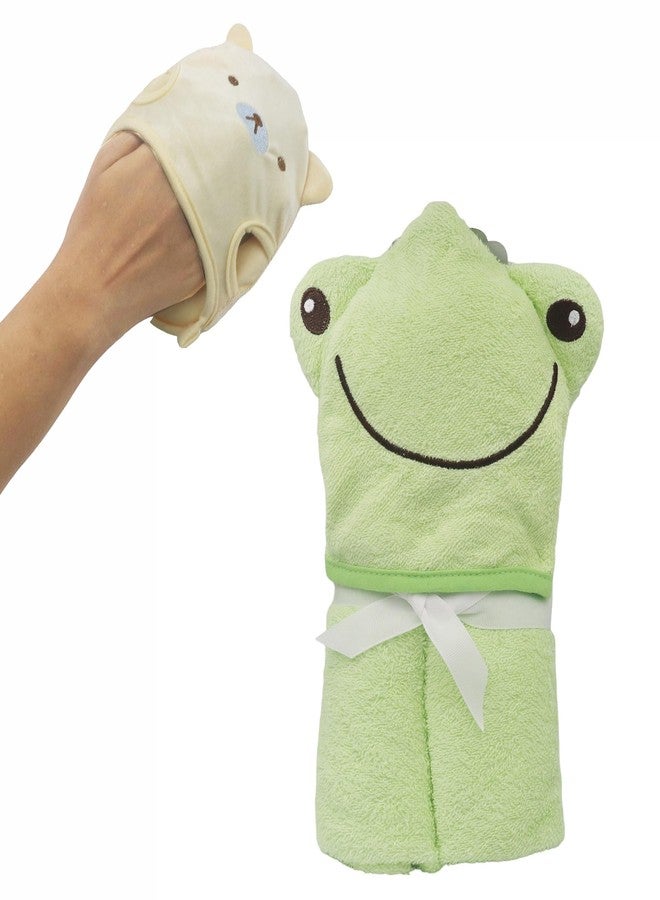 Kradyl Kroft 100% Cotton Baby Hooded Bath Towel with Bath Loofah | Soft Absorbent Cotton Bath Towels for Baby (Froggy) - Image 2