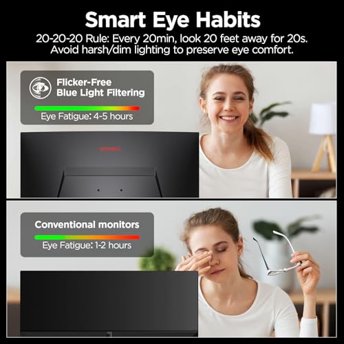 KOORUI 24 inch Curved Gaming Monitor 180Hz FHD 1080P Computer Monitor, 1ms 1500R Display, Adaptive Sync, FreeSync Premium, HDMI 2.0X2 & DP 1.2, VESA, Tilt, 24E6CA - Image 5