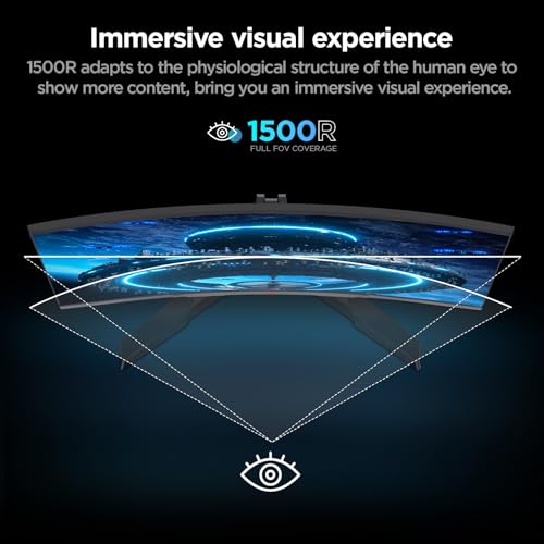 KOORUI 24 inch Curved Gaming Monitor 180Hz FHD 1080P Computer Monitor, 1ms 1500R Display, Adaptive Sync, FreeSync Premium, HDMI 2.0X2 & DP 1.2, VESA, Tilt, 24E6CA - Image 3