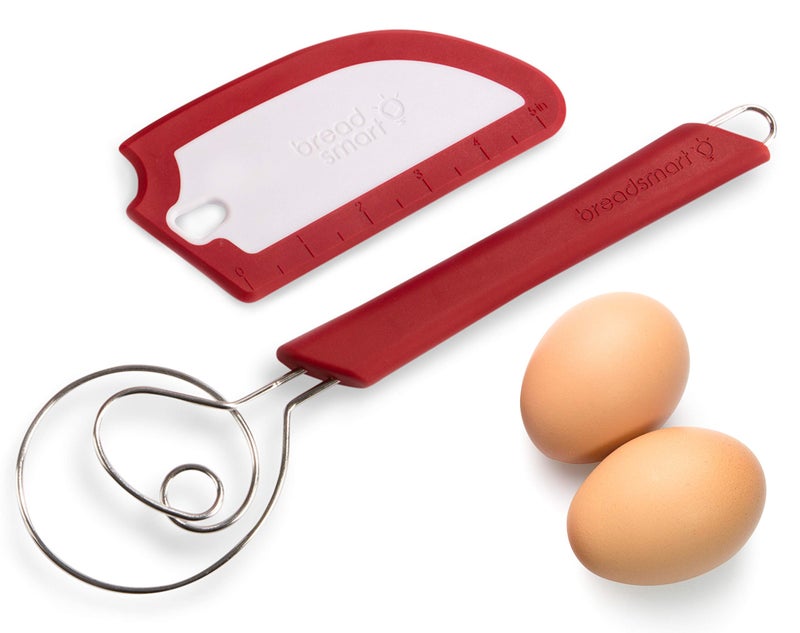 Breadsmart Artisan Bread Whisk and Bench Scraper Duo  Essential Dough Mixer Tools  Sourdough Bread Baking Supplies