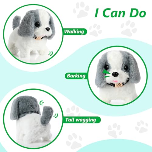 WorWoder Electronic Interactive Plush Puppy Battery Operated Mechanical Walking Little Pet Dog with a Cute Bag Barking Tail Wagging Stretching Companion Animal for Toddlers Kids - Image 5