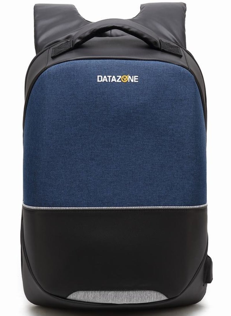 داتا زون شنطة لابتوب مقاس 15.6 بوصة لون أزرق مضادة للسرقة حقيبة ظهر عصرية ومريحة مع منفذ شحن USB مثالية للاستخدام اليومي والتنقل - Image 2