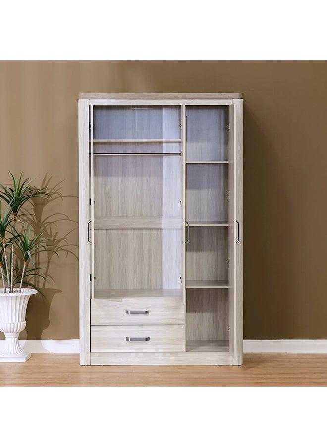 DANUBE HOME Olivos 3 Door Wardrobe W/Mirror Extra Sturdy Closet Clothes Storage Cupboard Modern Design Space Saving Cabinet For Bedroom 124x56x204Cm Ash Grey/Oak  - Image 4