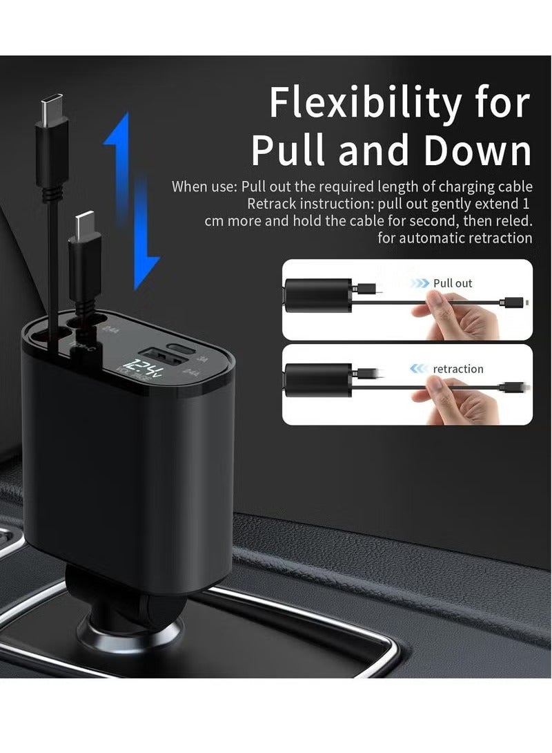 JAJEEK 120W Car Charger with Retractable Cable, Compatible with iPhone 16/15/14/13, S25 Ultra, S24 Ultra, and Other Android Phones, PD 20W / Type-C 40W Fast Power Adapter, USB Fast Charging for Phones - Image 5