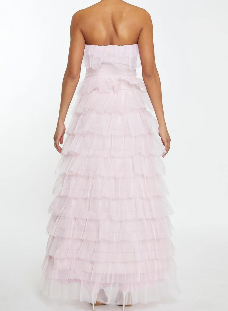 ترو ديكادينس Kennedy Pale Pink Bandeau Tiered Ruffle Maxi Dress