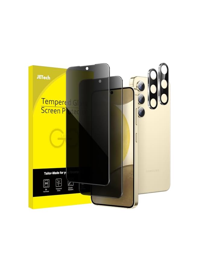 جي تيك واقي شاشة للخصوصية من JETech لهاتف Samsung Galaxy S24 5G مقاس 6.2 بوصة مع واقي عدسة الكاميرا، فيلم زجاجي مقوى مضاد للتجسس، متوافق مع معرف بصمة الإصبع، عبوتان لكل منهما - Image 1