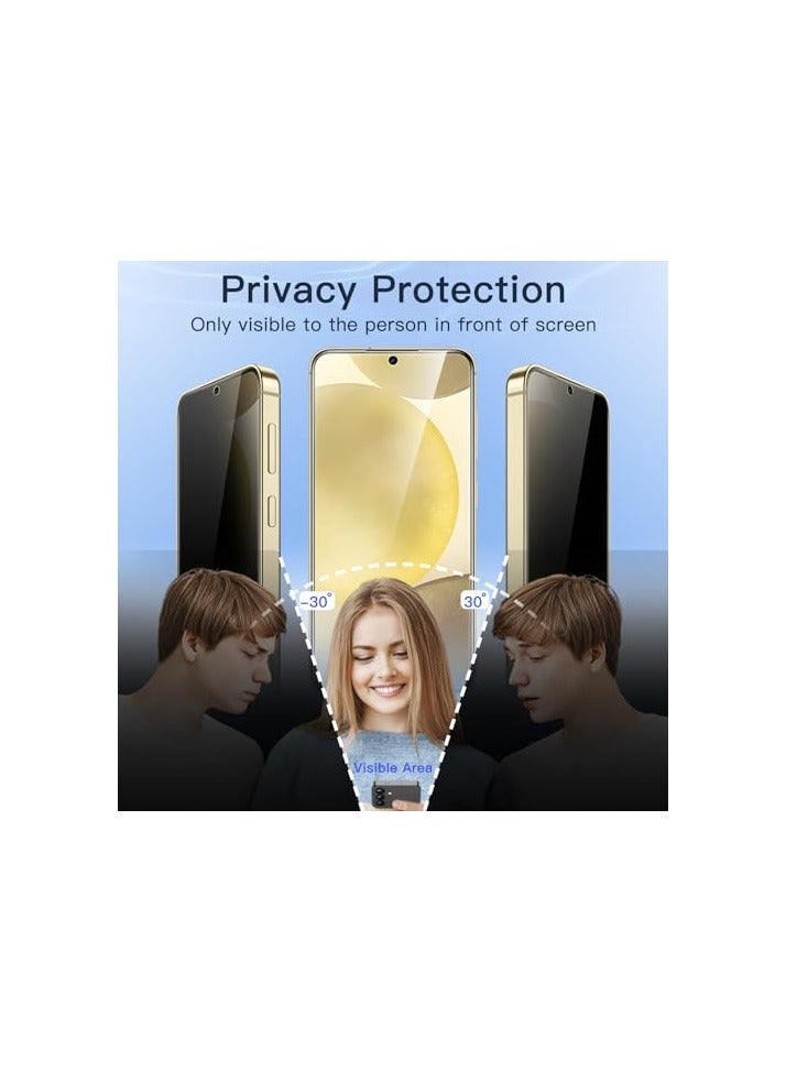 جي تيك واقي شاشة للخصوصية من JETech لهاتف Samsung Galaxy S24 5G مقاس 6.2 بوصة مع واقي عدسة الكاميرا، فيلم زجاجي مقوى مضاد للتجسس، متوافق مع معرف بصمة الإصبع، عبوتان لكل منهما - Image 4