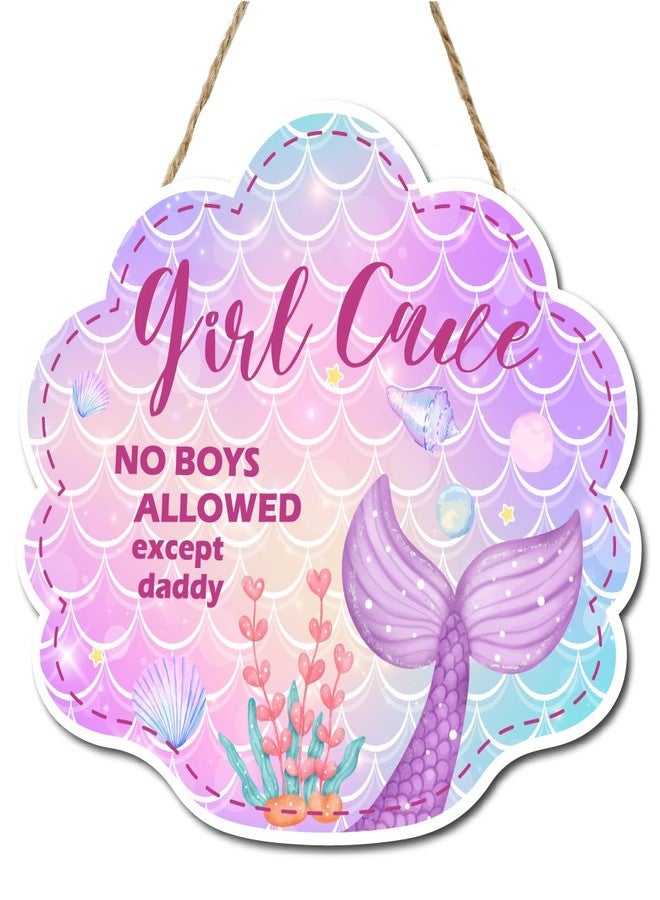 Gwisml Mermaid Theme Room Decor,Mermaid Wall Decor Girl Cave, Little Baby Girl Nursery Wooden Wall Art Decorations,Mermaid Wood Hanging Door Sign for Bedroom Living Room - Image 1