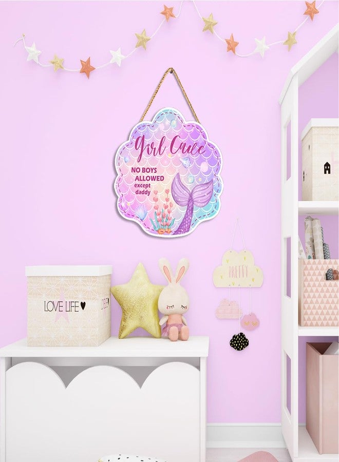 Gwisml Mermaid Theme Room Decor,Mermaid Wall Decor Girl Cave, Little Baby Girl Nursery Wooden Wall Art Decorations,Mermaid Wood Hanging Door Sign for Bedroom Living Room - Image 3