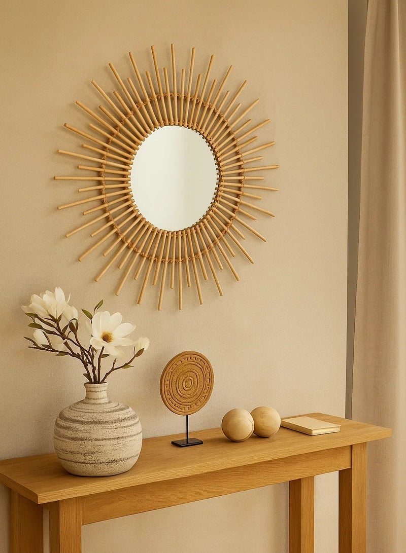 لوفت ريبيكا، مرآة، دائرية، D76XP2CMS، زجاج، راتان-158229 تصلح لجميع ديكورات منزلك - Image 1