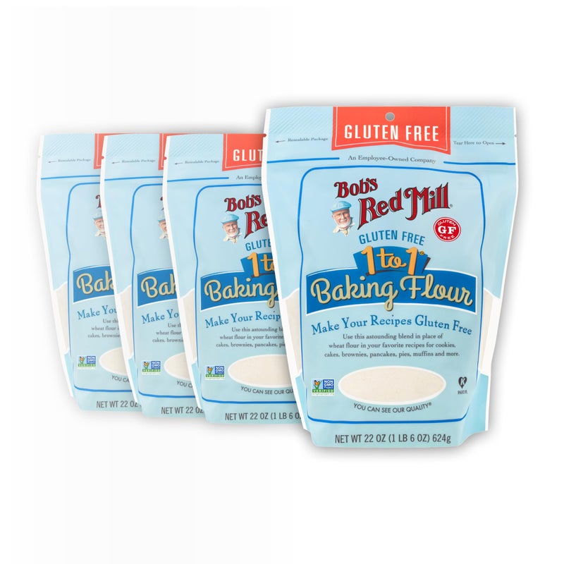 Bobs Red Mill Gluten Free 1 to 1 Baking Flour 22oz Pack of 4 Non GMO Vegan Kosher