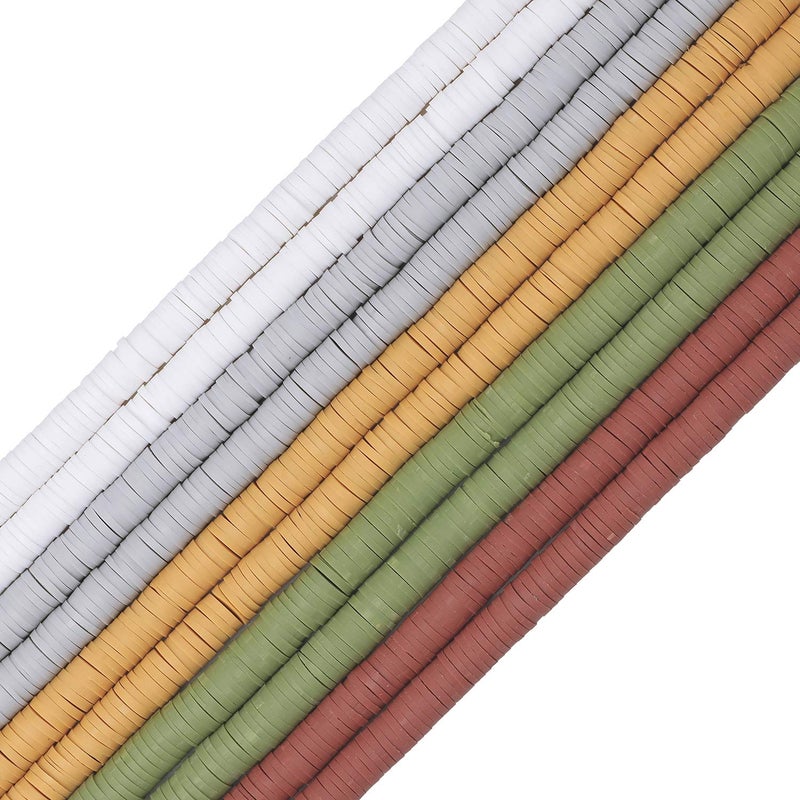 COIRIS 3400 Pcs Vinyl Heishi Beads Environmental Handmade Polymer Clay Spacer 6mm Disk Flat Beads for Surfer Chocker Necklace Bracelet Earrings Jewelry MakingRTMacaroon Mix6