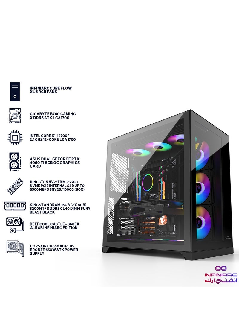 انفني ارك - تجميعة بي سي قيمنق كيوب - كرت شاشة نفيديا 16GB RTX 4060 TI - معالج انتل I7 الجيل 12 - DDR5 - Image 1