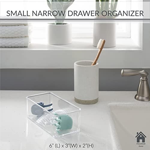 Simplify Small Multi-Purpose Drawer Organizer | Desk | Office Supplies | Storage | Bathroom | Cosmetics | Accessories | Organization | Transparent | Super Clear - Image 3