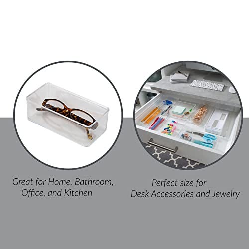 Simplify Small Multi-Purpose Drawer Organizer | Desk | Office Supplies | Storage | Bathroom | Cosmetics | Accessories | Organization | Transparent | Super Clear - Image 4