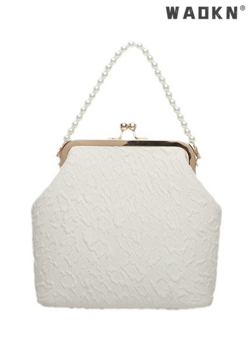 WAOKN Women's New Pearl Shoulder Strap Clutch Bag, Ladies Mini Mobile Phone Bag Handbag Tote Bags, Versatile Chain Carry Bags Gift Bag Suitable for Banquets and Parties  - Image 1