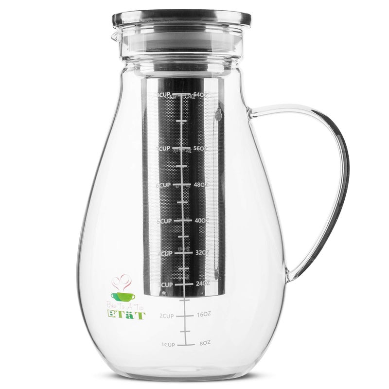 Brew To A Tea BTaT- Cold Brew Coffee Maker, Iced Coffee Maker, 2 Liter (2 Quart, 64 oz), Iced Tea Maker, Cold Brew Maker, Tea Pitcher, Coffee Accessories, Iced Tea Pitcher, Cold Brew System, Cold Brew Pitcher  - Image 4
