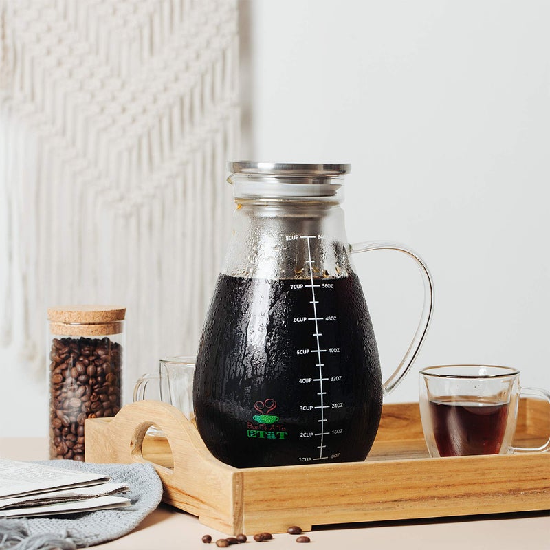 Brew To A Tea BTaT- Cold Brew Coffee Maker, Iced Coffee Maker, 2 Liter (2 Quart, 64 oz), Iced Tea Maker, Cold Brew Maker, Tea Pitcher, Coffee Accessories, Iced Tea Pitcher, Cold Brew System, Cold Brew Pitcher  - Image 2