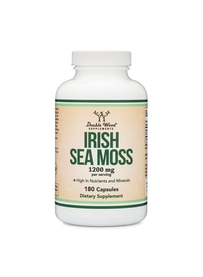 Double Wood Supplements كبسولات الطحالب البحرية الأيرلندية، أقوى من مستخلص جل الطحالب البحرية (180 كبسولة، 1200 ملجم لكل وجبة) (من Wildcrafted and Raw Chondrus Crispus) غذاء فائق غني بالعناصر الغذائية وغني بالمعادن من Double Wood - Image 4