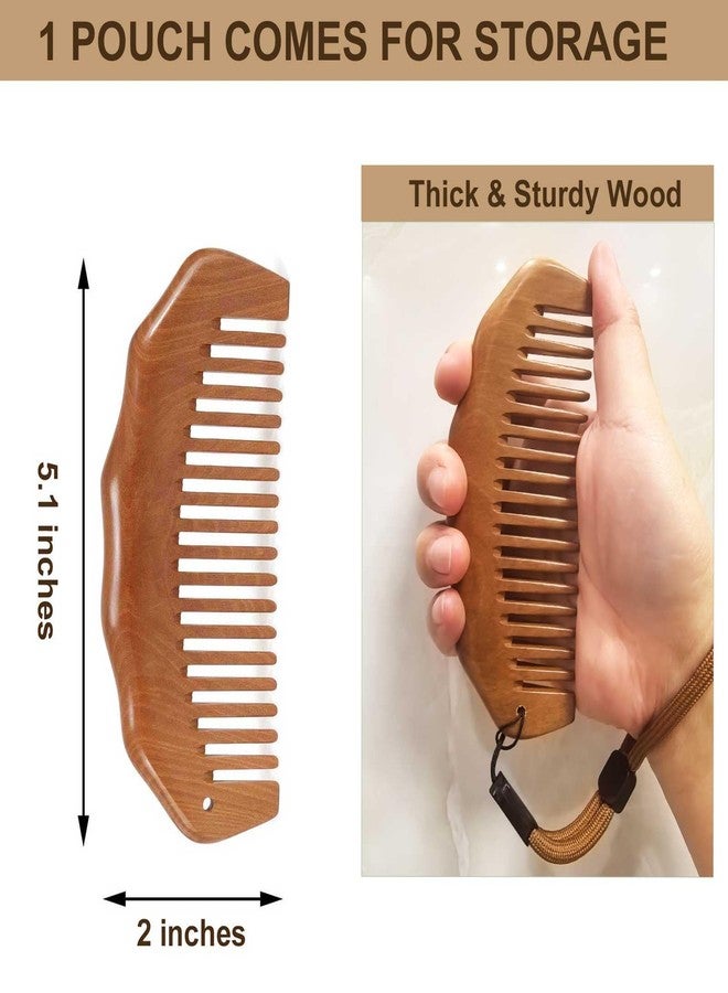 Moreinday Wooden Comb for Women Hair Growth, Labor Comb with Wrist Strap - Peach Wood - Image 2