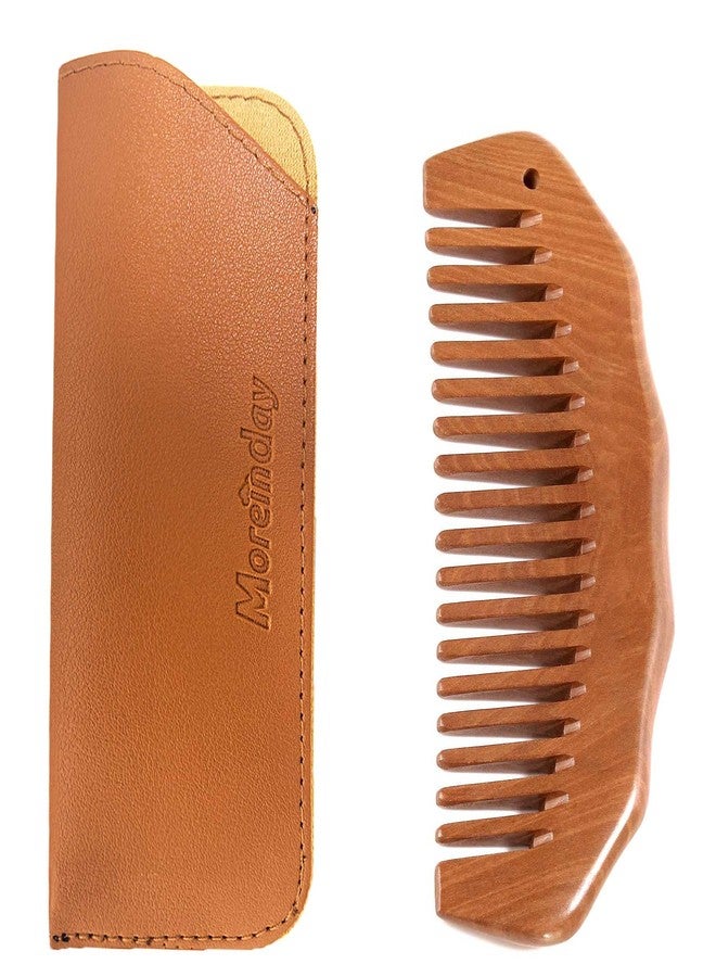 Moreinday Wooden Comb for Women Hair Growth, Labor Comb with Wrist Strap - Peach Wood - Image 1