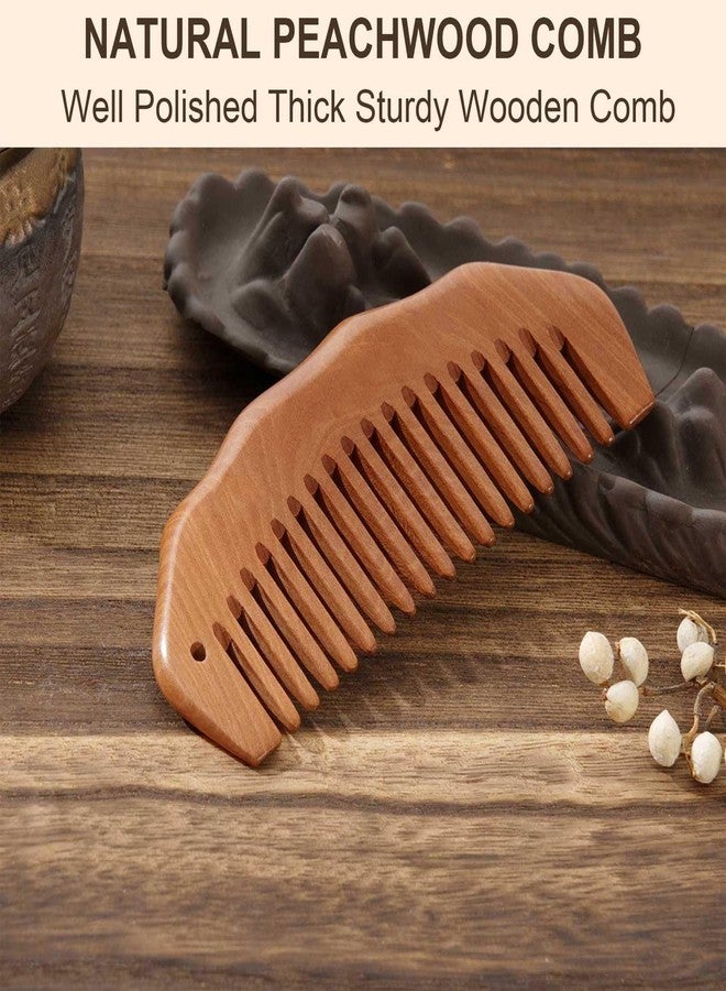 Moreinday Wooden Comb for Women Hair Growth, Labor Comb with Wrist Strap - Peach Wood - Image 3