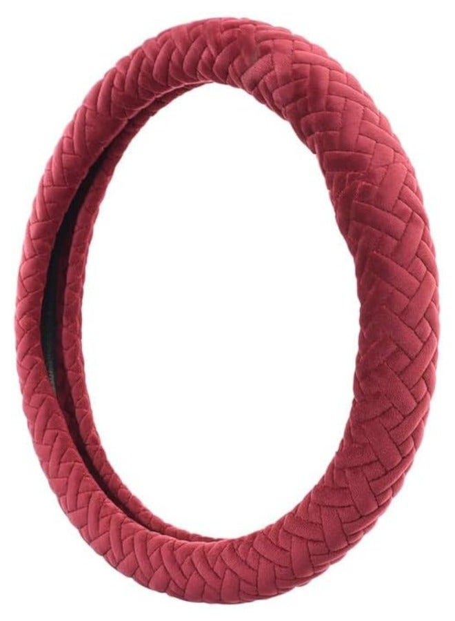 Plush Steering Wheel Cover - Dark Red - Image 1