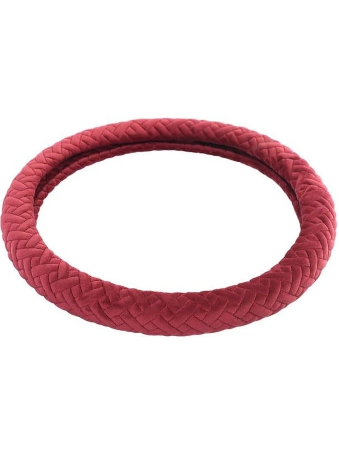 Plush Steering Wheel Cover - Dark Red - Image 3