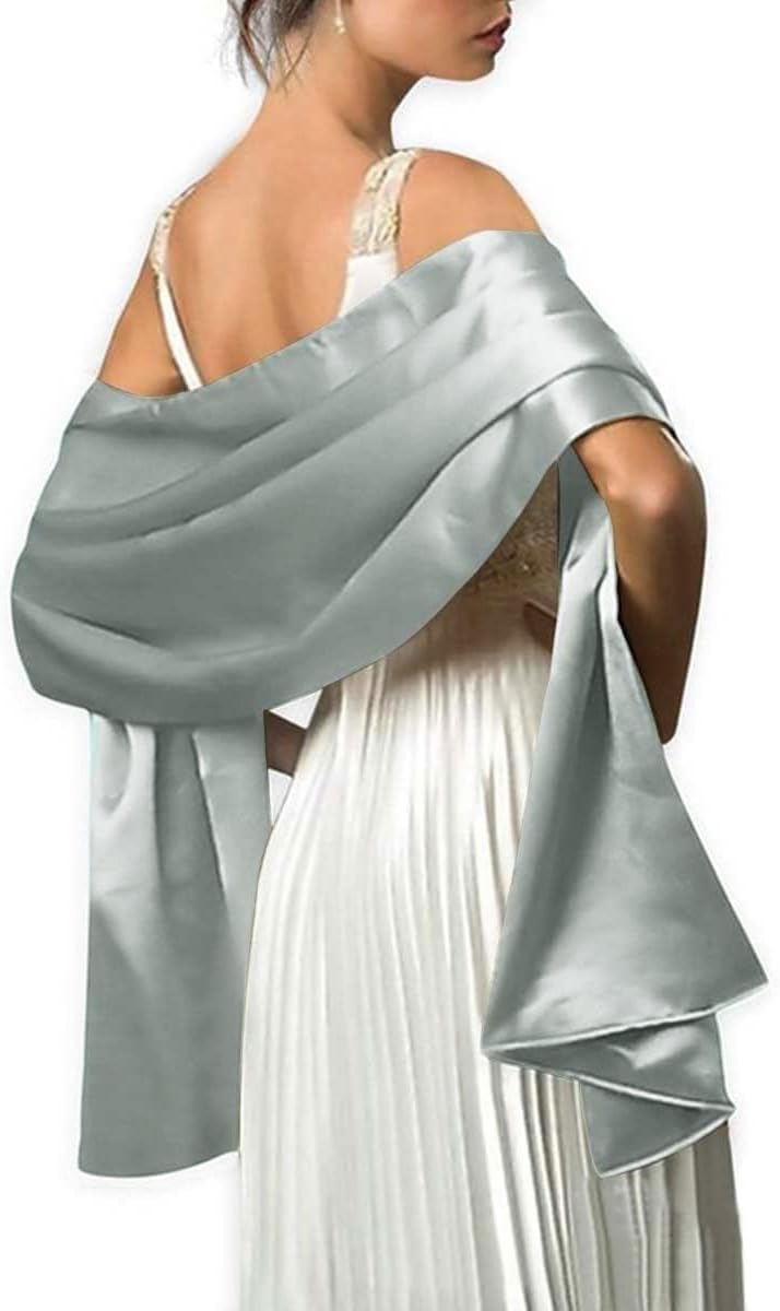 MLMW Shawls and Wraps for Evening Dresses Satin Shawl Wraps for Women Extra Long Wedding Shawls for Bridal Party - Image 1