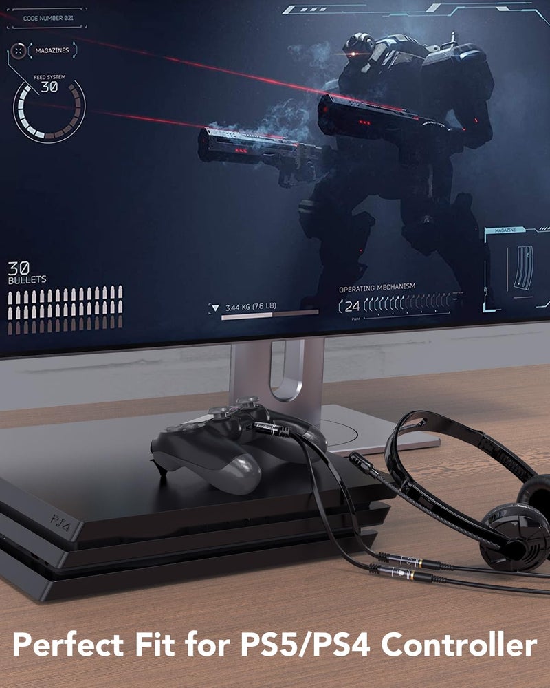 KINGTOP 3.5mm Headphone Mic Splitter Adapter - [1 Male to 2 Female] Headset Splitter Compatible with PC Gaming Headsets - TRRS Audio & Microphone Y Cable for Laptop, PS4, Xbox One, Android - Image 5