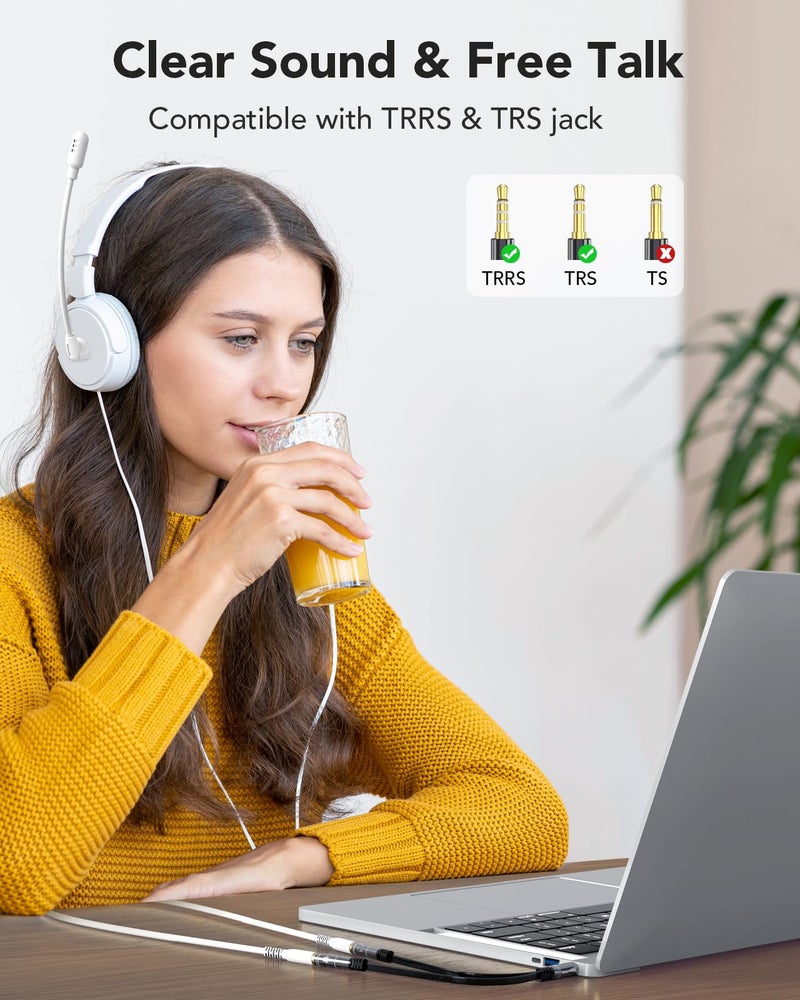 KINGTOP 3.5mm Headphone Mic Splitter Adapter - [1 Male to 2 Female] Headset Splitter Compatible with PC Gaming Headsets - TRRS Audio & Microphone Y Cable for Laptop, PS4, Xbox One, Android - Image 4