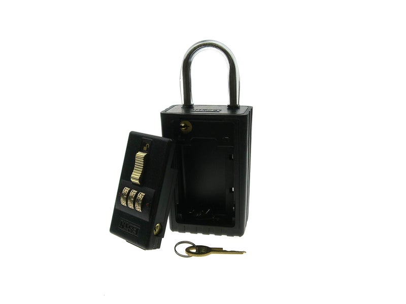 NU-SET Lock | 3 Digit 26-Alpha Combination Lock Box | Keyed Shackle Key Storage Lock Box | Home Improvement & Door Hardware (Black) - Image 4