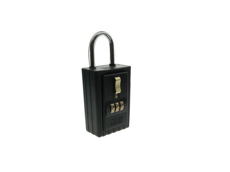 NU-SET Lock | 3 Digit 26-Alpha Combination Lock Box | Keyed Shackle Key Storage Lock Box | Home Improvement & Door Hardware (Black) - Image 1