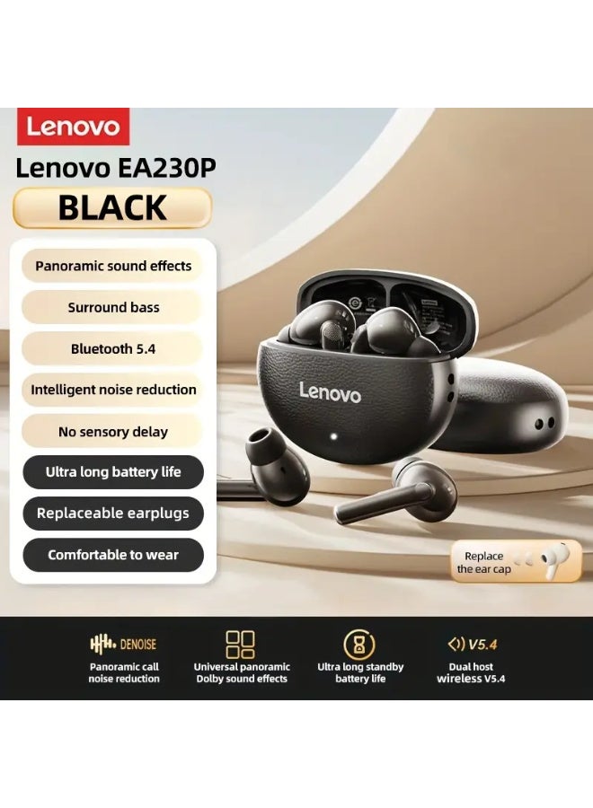 لينوفو سماعات أذن لاسلكية EA230P TWS داخل الأذن، تحكم باللمس في مستوى الصوت، زمن انتقال منخفض للرياضة والألعاب، إلغاء الضوضاء المادية، مناسبة للجري والصالة الرياضية، صوت جهير ستيريو، شحن USB من النوع C، حافظة شحن محمولة، متوافقة مع أجهزة متعددة للطلاب والاستخدام المكتبي، سماعة أذن، سماعة أذن، سماعة رأس - Image 1