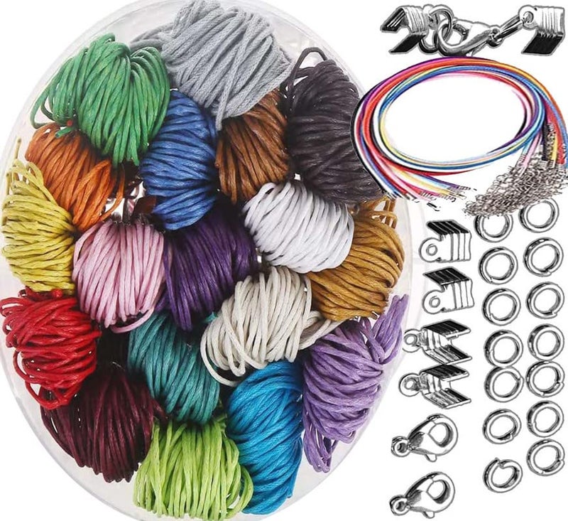 DIY Crafts 12 mtr Kit, Mix, 5X Necklace Sample 1-120 Yards Waxed Polyester Cord Thread Beading String for Bracelet Necklace Jewelry Making Macrame Supplies Lobster (12 mtr Kit, Mix) - Image 1